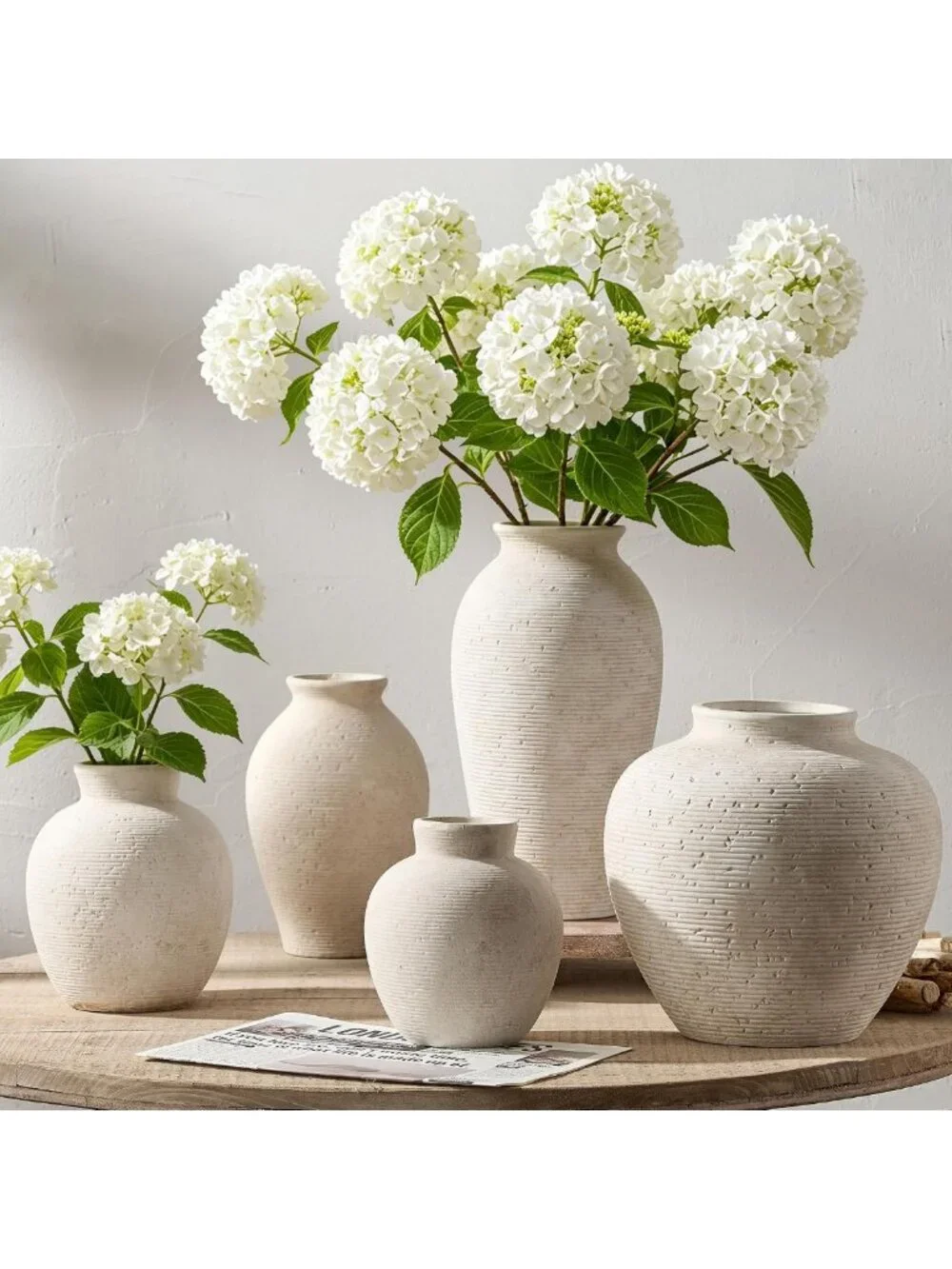 Rustic Ceramic Flower Vase for Home Decor - Vintage Farmhouse Table Centerpiece